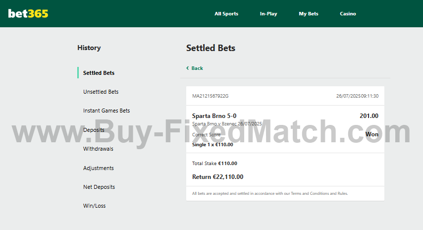 Correct Score Fixed Bet